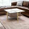 Homeroots 32" Brown And Gold Glass And Steel Square Coffee Table With Shelf 521992 - alternate 2