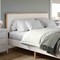 Martha Stewart Flynn King Size Solid Wood Platform Bed with Upholstered Base and Inset Headboard, Wood Slat Bottom MG-0900272F-LTB-K-WH-MS - alternate 3