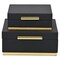 Homeroots Set of Two Black And Gold Square Nesting Decorative Storage Boxes With Lids, 2PK 712922 - alternate 2
