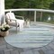 Homeroots 8' Sky Blue Aqua And Gray Round Striped Washable Indoor Outdoor Area Rug 597291 - alternate 2