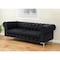 Homeroots 87" Black Faux Leather Chesterfield Sofa With Gold Legs 543938 - alternate 1