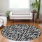 Homeroots 8' Black Gray And Ivory Round Abstract Washable Indoor Outdoor Area Rug 602469 - alternate 4