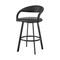 Homeroots 30" Black Faux Leather and Iron Low Back Bar Height Swivel Bar Chair 569183 - alternate 3