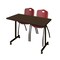 Regency Kobe Mobile T-Base Training Table W/ 2 M Stack Chairs, 48 in W, 24 in L, Neo Walnut MKTRCC4824NW47BY - alternate 1