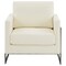 Leisuremod Lincoln Leather Accent Armchair with Black Frame, White LAB31W-L - alternate 3