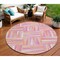 Homeroots 8' Blush Ivory And Orange Round Geometric Washable Indoor Outdoor Area Rug 598246 - alternate 1