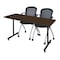Regency Kobe T-Base Training Seminar Table W/ 2 Cadence Stack Chairs, 66 in W, 24 in L, Neo Walnut MKTRCT6624NW23BK - alternate 1