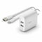Belkin Dual Port Usb A 24w Wall Charger With Usb A To Usb C Cable 3ft, White WCE001DQ1MWH - alternate 1