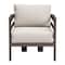Homeroots 30" Brown Aluminum Outdoor Arm Chair with White Cushion 668767 - alternate 2