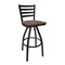 Bfm Seating Lima Ladder Back Swivel Barstool - Vintage Walnut Relic Seat - Steel Frame - Sand Black Finish 2160SVWR-SB - alternate 1