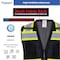 Protectx High Visibility Safety Vest, 6 Pockets, Zipper Front, Mesh Back, Black, 3PK SV-120SM4-BKBK03-S - alternate 1
