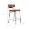 Homeroots Set of Two 30" Brown and Black Faux Leather and Steel Low Back Bar Height Bar Chairs, 2PK 555765 - alternate 2