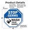 Signmission Stop Germs Wash Your Hands, 6 inch X 6 inch, Plastic Sign, 2PK OC-P-2PACK-6-342 - alternate 2