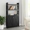 Homeroots 69" Black Wood Five Tier Bookcase with Two Doors 630382 - alternate 2