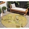 Homeroots 8' Gold Brown And Green Round Abstract Washable Indoor Outdoor Area Rug 599570 - alternate 1