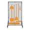 5S Supplies 5S Housekeeping Shadow Board Broom Station Version 2 - Gray Board / Orange Shadows  With Broom HSB-V2-GRAY/ORANGE-KIT - alternate 1
