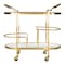 Homeroots 32in Brown Gold And White Iron Solid Wood and Marble Oval Rolling Bar Cart 668800 - alternate 2