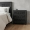 Homeroots 30" Black Solid Wood Distressed Three Drawer Nightstand 521194 - alternate 2