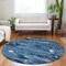 Homeroots 8' Navy Blue And Blue Round Abstract Washable Indoor Outdoor Area Rug 609258 - alternate 2