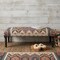 Homeroots 47in Beige Brown and Rust and Black Jute and Wool Blend Upholstered Southwest Distressed Bench 483750 - alternate 2