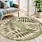 Homeroots 5' Ivory And Green Round Palm Leaf Indoor Outdoor Area Rug 548143 - alternate 3