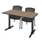 Regency Kobe T-Base Training Seminar Table W/ 2 Knight Mesh Chairs, 48 in W, 24 in L, Noble Oak MTRCT4824NO56CBK - alternate 1