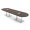 Skutchi Designs Racetrack Conference Table With Power, 48 in W, 120 in L, Brown HAR-RAC-48X120-DOU-H3041-ESIL - alternate 1