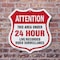 Signmission 24 Hour Surveillance Shield Sign Attenti, 6 Inch X 6 Inch, Plastic Sign SHI-P-6-349 - alternate 2