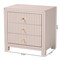 Baxton Studio Javianne End Table with Striped Faux Leather - 3-Drawer Storage Cabinet with Gold Knobs 267-14622-ZORO - alternate 3