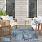 Homeroots 5' X 7' Navy Blue Sky Blue And Ivory Palm Leaf Indoor Outdoor Area Rug 552507 - alternate 3