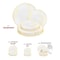 Smarty Had A Party White w/Gold Antique Floral Round Plastic Dinnerware Set (120 Dinner Plates+120 Salad Plates), 240PK 920WHGVP-CASE - alternate 3