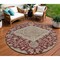 Homeroots 8' Red Beige And Brown Round Oriental Washable Indoor Outdoor Area Rug 605249 - alternate 1
