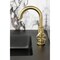 Kingston Brass One-Handle Single-Hole Bathroom Faucet with Deck Plate and Push Pop-Up Drain, Brushed Brass KSD2217RX - alternate 2