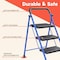 Campior Blue 3-Step Foldable Stool, 500 lbs Cap., Anti-Slip Feet, Steel Frame, Space-Saving for Home and More DRIB3STPBLU - alternate 2
