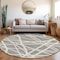 Homeroots 8' Gray And Ivory Round Geometric Washable Indoor Outdoor Area Rug 600458 - alternate 2