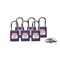 Brady Lockout Padlock, Keyed Alike, Nylon, Purple, 1 1/2 in Shackle Height, 1 1/2 in Body Width, 6 PK 118952 - alternate 1