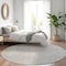 Homeroots 8' Silver Gray And Ivory Round Floral Washable Indoor Outdoor Area Rug 582376 - alternate 4