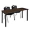 Regency Kee Training Table W/ 2 M Stack Chairs, 60 in W, 24 in L, Neo Walnut MT6024NWBPBK47BK - alternate 1