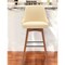 Homeroots 30" Cream and Wood Brown Faux Leather with Solid Wood Swivel Bar Height Bar Chair 534484 - alternate 2