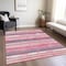 Homeroots 8' X 10' Pink Gray And Green Striped Washable Indoor Outdoor Area Rug 598917 - alternate 3
