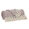 Homeroots 52" X 67" Burgundy And Ivory Cotton Woven Herringbone Throw Blanket with Tassels 476208 - alternate 2