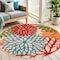 Homeroots 5' Orange Red Green And Blue Round Floral Indoor Outdoor Area Rug 546657 - alternate 3