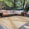World Rug Gallery Contemporary Geometric Stripe Weather Resistant Reversible in/Out Rug 7ft 10in x 10ft Natural WR109NATURAL8X10 - alternate 1