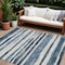 Homeroots 8' X 10' Denim Blue And Gray Striped Washable Indoor Outdoor Area Rug 605900 - alternate 1