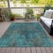 Homeroots 10' X 14' Teal Blue Navy Blue And Brown Abstract Washable Indoor Outdoor Area Rug 612369 - alternate 2