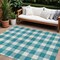 Homeroots 10' X 14' Teal Blue And Gray Plaid Washable Indoor Outdoor Area Rug 595444 - alternate 1