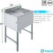 Amgood 1 bowl, Freestanding, 304 Stainless Steel, 24 in. W x 19 in. L x 33 in. H AMG SINK BAR S1C-101410-L-NF-Z - alternate 2