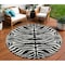 Homeroots 8' Black And Ivory Round Animal Print Washable Indoor Outdoor Area Rug 600590 - alternate 1