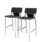 Homeroots Set of Two 25" Black and Silver Faux Leather and Metal Low Back Counter Height Bar Chairs, 2PK 555051 - alternate 1