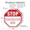 Signmission Stop Construction Area, 10 inch X 10 inch, Aluminum Metal Signs, 2PK OC-A-2PACK-10-43 - alternate 2